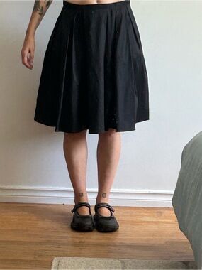 Calvin Klein Black Pleated A-Line Skirt